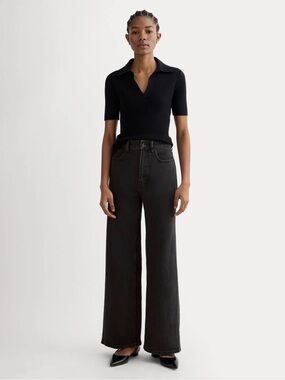 Everlane The Way-High Sailor Jean Washed Black Size 30 Short Wide Leg NWOT